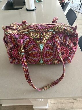 Vera Bradley Quilted Paisley Travel Bag in Pink and Aqua